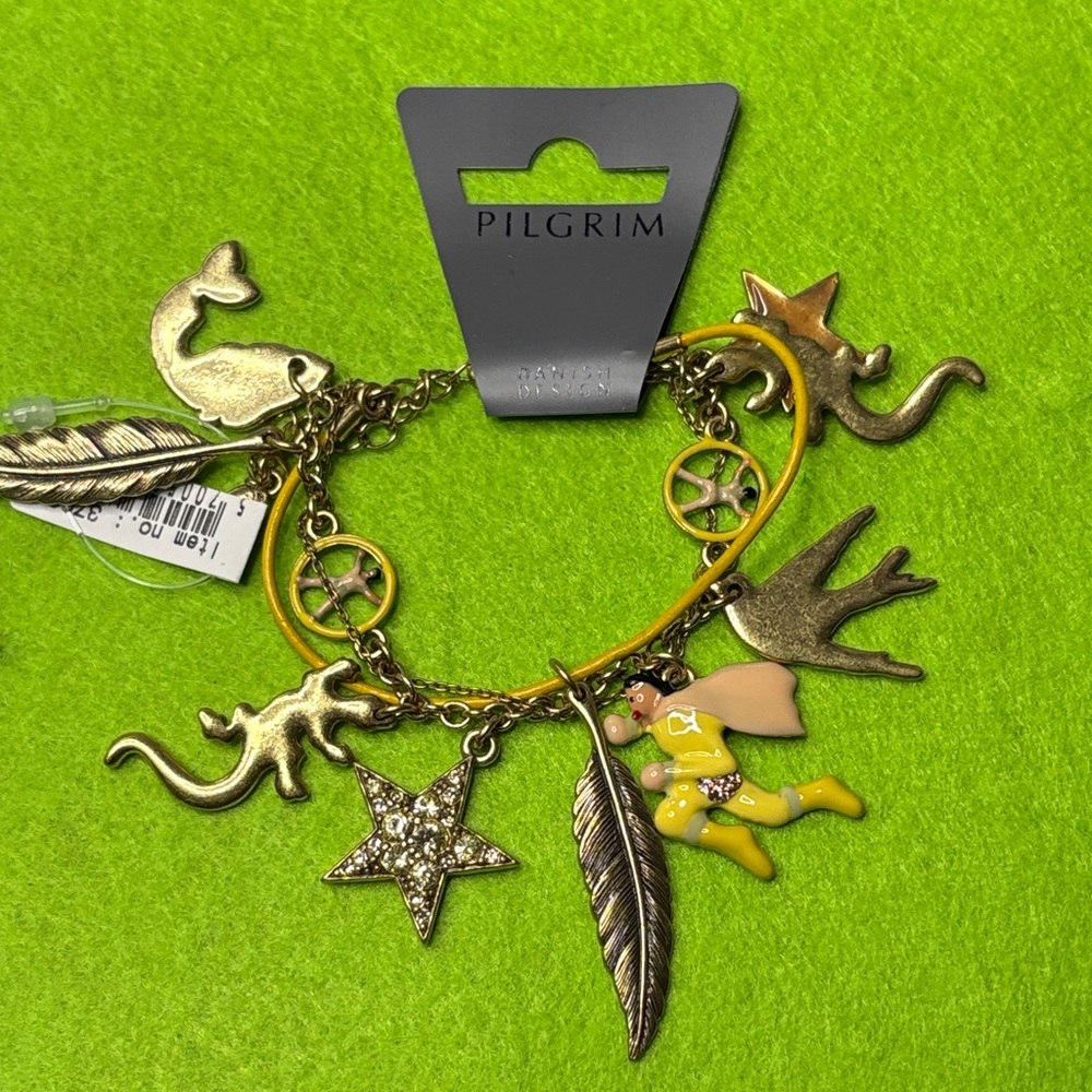 Pilgrim Gold Tone and Yellow Charm Bracelet